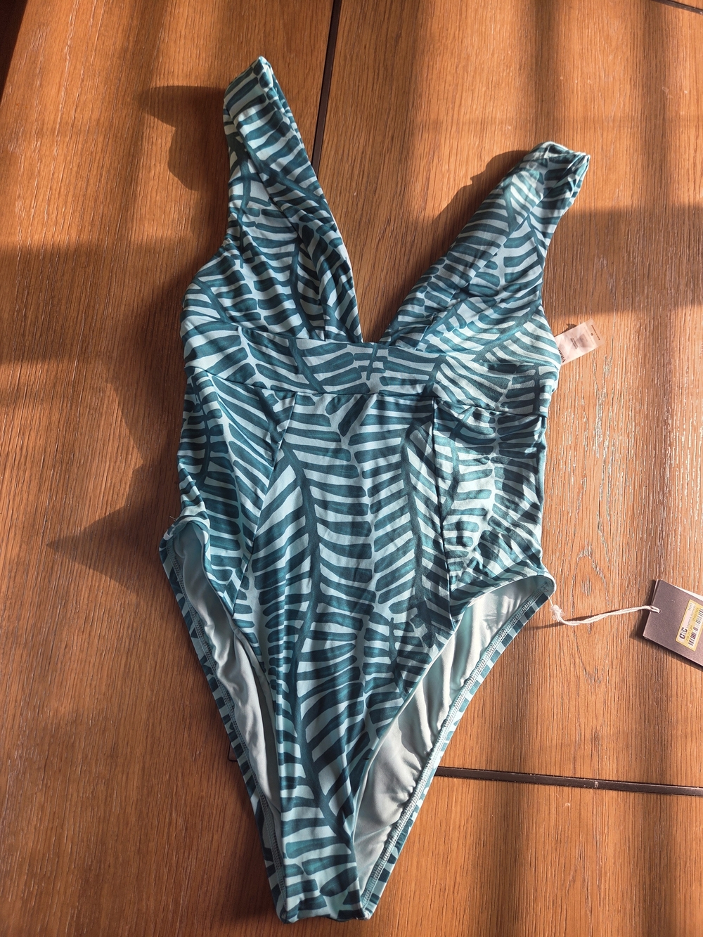 Target Girls Teal and Aqua Leaf-Print One-Piece Swimsuit